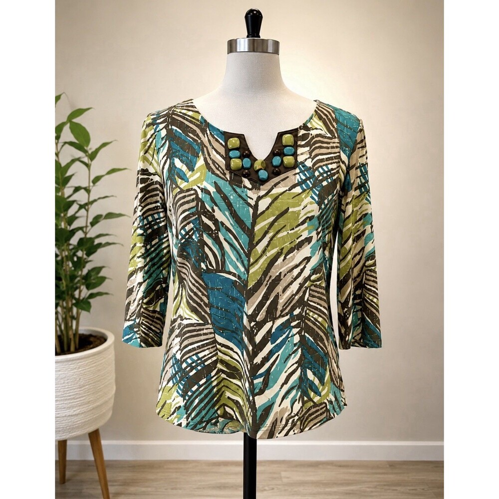 Ruby Rd Size Petite Large PL Women’s Pullover Beaded Blouse 38” Bust 22” L